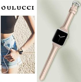 img 1 attached to Браслет из натуральной кожи OULUCCI: совместимый с Apple Watch 42мм/44мм, замена ремешка для iWatch Series 7, 6, SE, 5, 4, 3, 2, 1, Sport, Edition.