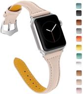 браслет из натуральной кожи oulucci: совместимый с apple watch 42мм/44мм, замена ремешка для iwatch series 7, 6, se, 5, 4, 3, 2, 1, sport, edition. логотип