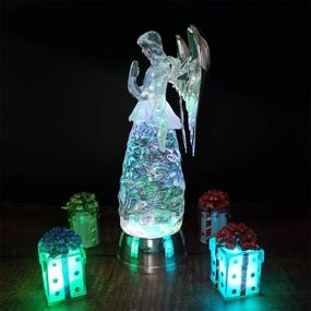 img 3 attached to 🕯️ DRomance LED Light Up Angel Figurine: Tricolor Changing Swirling Glitter Snow Globe with Timer, 11-Inch Christmas Home Decoration (Battery Operated, Praying)