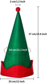 img 2 attached to 🎄 Set of 4 Green Felt Elf Hats for Christmas Party Costume - Santa Elf Hat for Kids, Xmas Holiday Favors & Accessories, Gifts