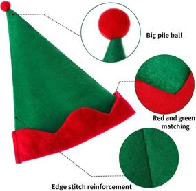 img 3 attached to 🎄 Set of 4 Green Felt Elf Hats for Christmas Party Costume - Santa Elf Hat for Kids, Xmas Holiday Favors & Accessories, Gifts