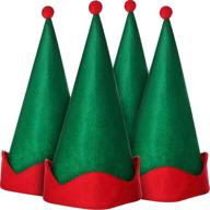 🎄 set of 4 green felt elf hats for christmas party costume - santa elf hat for kids, xmas holiday favors & accessories, gifts logo