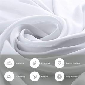 img 3 attached to Hypoallergenic Satin Pillowcase Set, 2pcs Soft and Breathable Silky Satin Pillow Cases, Standard Size Body Pillow Covers with Hidden Zipper - White, 20 inch X 26 inch