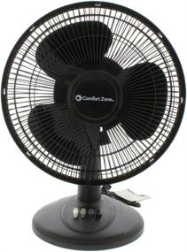 img 4 attached to Top-Rated 12-inch Oscillating Table Fan: Comfort Zone CZ121BK with Adjustable Tilt and 3-Speed Controls