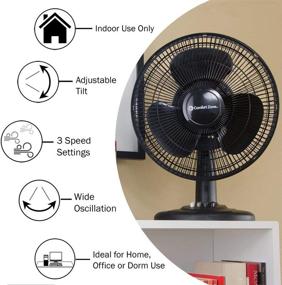 img 3 attached to Top-Rated 12-inch Oscillating Table Fan: Comfort Zone CZ121BK with Adjustable Tilt and 3-Speed Controls