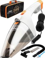 🚗 car vacuum cleaner with led light - portable and powerful handheld vacuum with 3 attachments, 16 ft cord & bag - 12v, auto accessories kit for interior detailing in white logo