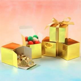 img 3 attached to 🎁 COTOPHER 60pcs Wedding Favor Boxes, Metallic Gold Paper Gift Boxes 3x3x3 Inches with Ribbons - Ideal for Gifts, Crafts, Cupcakes, Candies, Bridesmaid Proposals