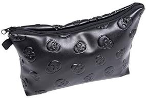 img 4 attached to 💄 Stylish Cosmetic Bag for Makeup Storage - Fashionable Skull Design, Versatile Toiletry Organizer, Pencil Case, and Handbag