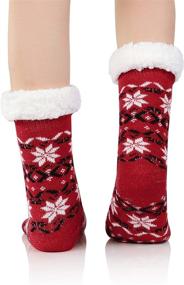 img 2 attached to 🎄 Cozy Christmas Slipper Socks: Fuzzy, Non-Slip, and Warm for Women's Athletic Winter Wear