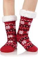 🎄 cozy christmas slipper socks: fuzzy, non-slip, and warm for women's athletic winter wear логотип