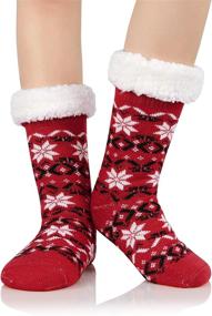 img 4 attached to 🎄 Cozy Christmas Slipper Socks: Fuzzy, Non-Slip, and Warm for Women's Athletic Winter Wear