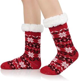 img 3 attached to 🎄 Cozy Christmas Slipper Socks: Fuzzy, Non-Slip, and Warm for Women's Athletic Winter Wear