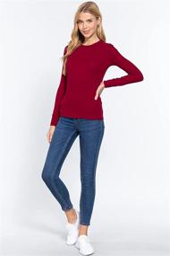 img 1 attached to 👚 Women's Basic Solid Lightweight Long Sleeve Thermal Top - Versatile Crew Neck & V Neck Fitted Warm Wear Shirt Plus (S-2XL)