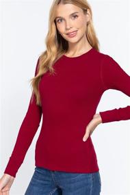 img 3 attached to 👚 Women's Basic Solid Lightweight Long Sleeve Thermal Top - Versatile Crew Neck & V Neck Fitted Warm Wear Shirt Plus (S-2XL)