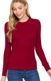 img 4 attached to 👚 Women's Basic Solid Lightweight Long Sleeve Thermal Top - Versatile Crew Neck & V Neck Fitted Warm Wear Shirt Plus (S-2XL)