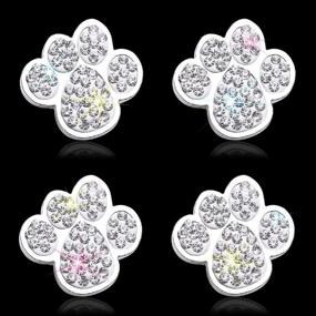 img 3 attached to Колпачки штока клапана SAVORI Paw Автомобильные аксессуары Bling Кристалл со стразами ручной работы Универсальные пылезащитные колпачки для клапанов шин 4 упаковки, подходящие для автомобилей, внедорожников, грузовиков, велосипедов, колес (белые)