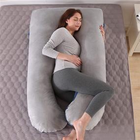 img 3 attached to 🤰 Amagoing 57-inch U-Shaped Pregnancy Pillow for Full Body Support during Sleep - Hip, Leg, Back, and Belly Support for Pregnant Women - Includes Washable Velvet Cover