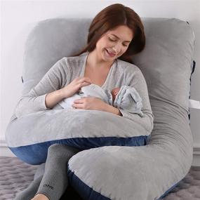 img 1 attached to 🤰 Amagoing 57-inch U-Shaped Pregnancy Pillow for Full Body Support during Sleep - Hip, Leg, Back, and Belly Support for Pregnant Women - Includes Washable Velvet Cover