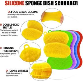img 2 attached to Silicone Sponge Dish Scrubber Set Household Supplies