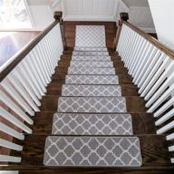 🧞 moorish moroccan soft woven rugs: slip resistant stair treads & landing carpet set - modern printed design for indoor wooden steps (13+1 stair rugs) logo