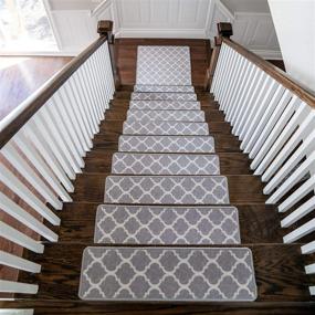 img 4 attached to 🧞 Moorish Moroccan Soft Woven Rugs: Slip Resistant Stair Treads & Landing Carpet Set - Modern Printed Design for Indoor Wooden Steps (13+1 Stair Rugs)