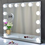 beautme vanity mirror with lights: hollywood tabletop or wall mounted beauty mirrors with 10x magnification spot cosmetic mirror logo