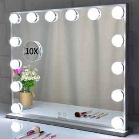 img 4 attached to BEAUTME Vanity Mirror with Lights: Hollywood Tabletop or Wall Mounted Beauty Mirrors with 10X Magnification Spot Cosmetic Mirror