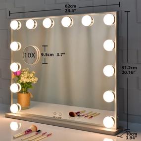 img 1 attached to BEAUTME Vanity Mirror with Lights: Hollywood Tabletop or Wall Mounted Beauty Mirrors with 10X Magnification Spot Cosmetic Mirror