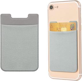 img 4 attached to 📱 Gray OBVIS Stick-On Wallet Sleeve Cell Phone Pocket Card Holder Pouch for iPhone & Android Smartphones