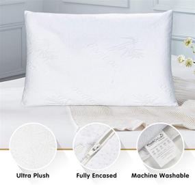 img 2 attached to 🌿 Bamboo Pillow Protector Covers - Premium Waterproof Zippered Protectors - Pillowcase Zipper Cover Case Pack for Standard Pillows - Set of 2
