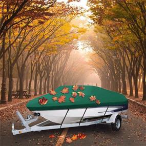 img 1 attached to 🛥️ Waterproof UV Resistant 600D Boat Covers - 16-18ft Trailerable Marine Grade Oxford Fabric for V-Hull, TRI-Hull, Trailer, Pro-Style, Fishing Ski Boat, Runabout, Bass Boat - Includes Tightening Strap (Green)