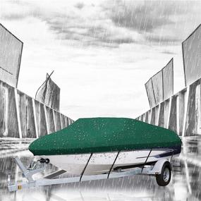 img 2 attached to 🛥️ Waterproof UV Resistant 600D Boat Covers - 16-18ft Trailerable Marine Grade Oxford Fabric for V-Hull, TRI-Hull, Trailer, Pro-Style, Fishing Ski Boat, Runabout, Bass Boat - Includes Tightening Strap (Green)