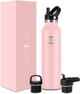 🚰 iron °flask sports water bottle - 24 oz, 3 lids (straw lid), leak proof, vacuum insulated stainless steel: stay hydrated on the go! логотип