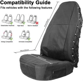 img 3 attached to 🚗 Waterproof Front Seat Protector for High Back Car Seat - Universal Cover with Multi-Pockets Organizer (Airbag Compatible) Black 1 Pack