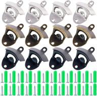 🍻 swpeet 12pcs 3 colors wall mount bottle opener kit: vintage rustic bar beer cap opener for kitchen, cafe, bars - silver, bronze, black логотип