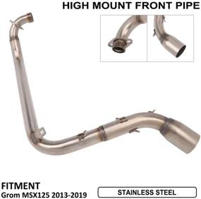 img 3 attached to 🏍️ Улучшите свою поездку с передней трубой модифицированной системы выпуска для мотоцикла из нержавеющей стали с высоким креплением для Grom MSX125 MSX 125 2013-2019 - конечное улучшение производительности для грязевых мотоциклов (13-19)