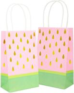🍉 подарочные пакеты для дня рождения с арбузами - розовый цвет и золотая фольга с ручками (9x5x3 дюйма) логотип
