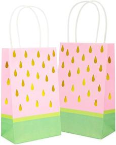 img 4 attached to 🍉 Подарочные пакеты для Дня рождения с арбузами - розовый цвет и золотая фольга с ручками (9x5x3 дюйма)