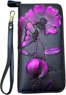 👜 stylish leather wristlet handbags & wallets with rfid blocking for women: ample storage capacity logo