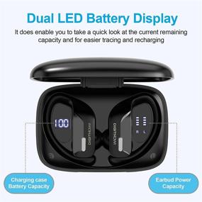 img 3 attached to DIGITNOW Wireless Earbuds Bluetooth 5.0 Headphones - 48-Hour Playtime Sport Earphones with LED Display, Mic, Deep Bass, IPX7 Waterproof - Ideal for Workouts, Gaming, and Running