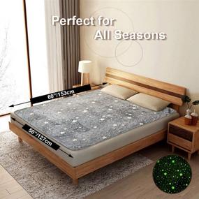 img 1 attached to 🌟 Premium Super Soft Stars Pattern Glow in The Dark Throw Blanket for Kids - Plush Furry Halloween Blanket 50" x 60" in Gray
