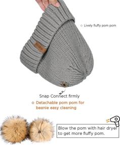 img 3 attached to 🧣 Women's Girls' Warm Winter Knit Hats with Double Faux Fur Pom Poms - FURTALK Cute Beanies