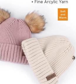 img 1 attached to 🧣 Women's Girls' Warm Winter Knit Hats with Double Faux Fur Pom Poms - FURTALK Cute Beanies