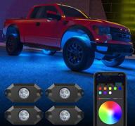 govee rgb led rock lights for car - app control, multicolor, music mode, dimmable, 4 pods underglow logo