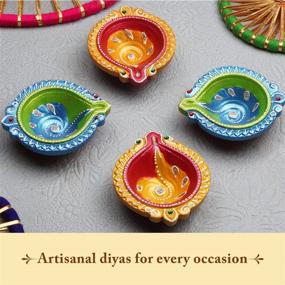 img 3 attached to 🪔 IndoTribe Festive Diyas: Clay Diyas for Diwali, Oil Lamp, Tea Light Holders & More