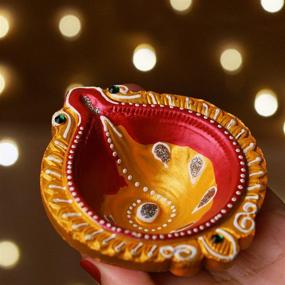img 2 attached to 🪔 IndoTribe Festive Diyas: Clay Diyas for Diwali, Oil Lamp, Tea Light Holders & More