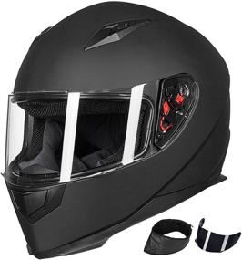 img 4 attached to 🏍️ ILM Full Face Motorcycle Street Bike Helmet - Removable Winter Neck Scarf, 2 Visors DOT (L, Matte Black)