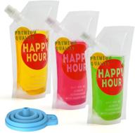 fun and convenient: 20 pcs reusable disposable drink pouches with funnel for adults (16 oz) - plastic flask bags logo