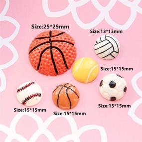 img 2 attached to 🏀 26-Pack Sport Ball Slime Charms, No Clips, Assorted Basketball, Football, Tennis, Baseball, Volleyball Resin Flatback Beads - Perfect for Craft Making, Miniature Fairy Gardens, Scrapbooking, DIY Phone Cases