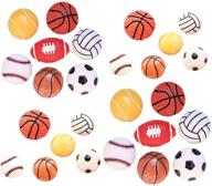 🏀 26-pack sport ball slime charms, no clips, assorted basketball, football, tennis, baseball, volleyball resin flatback beads - perfect for craft making, miniature fairy gardens, scrapbooking, diy phone cases logo